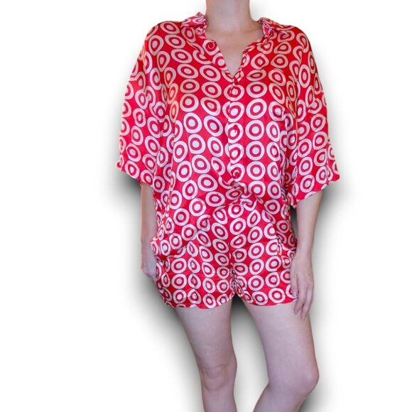 SUPER RARE Vintage All Over Target Print Silk Employee Pajamas - Picture 2 of 10